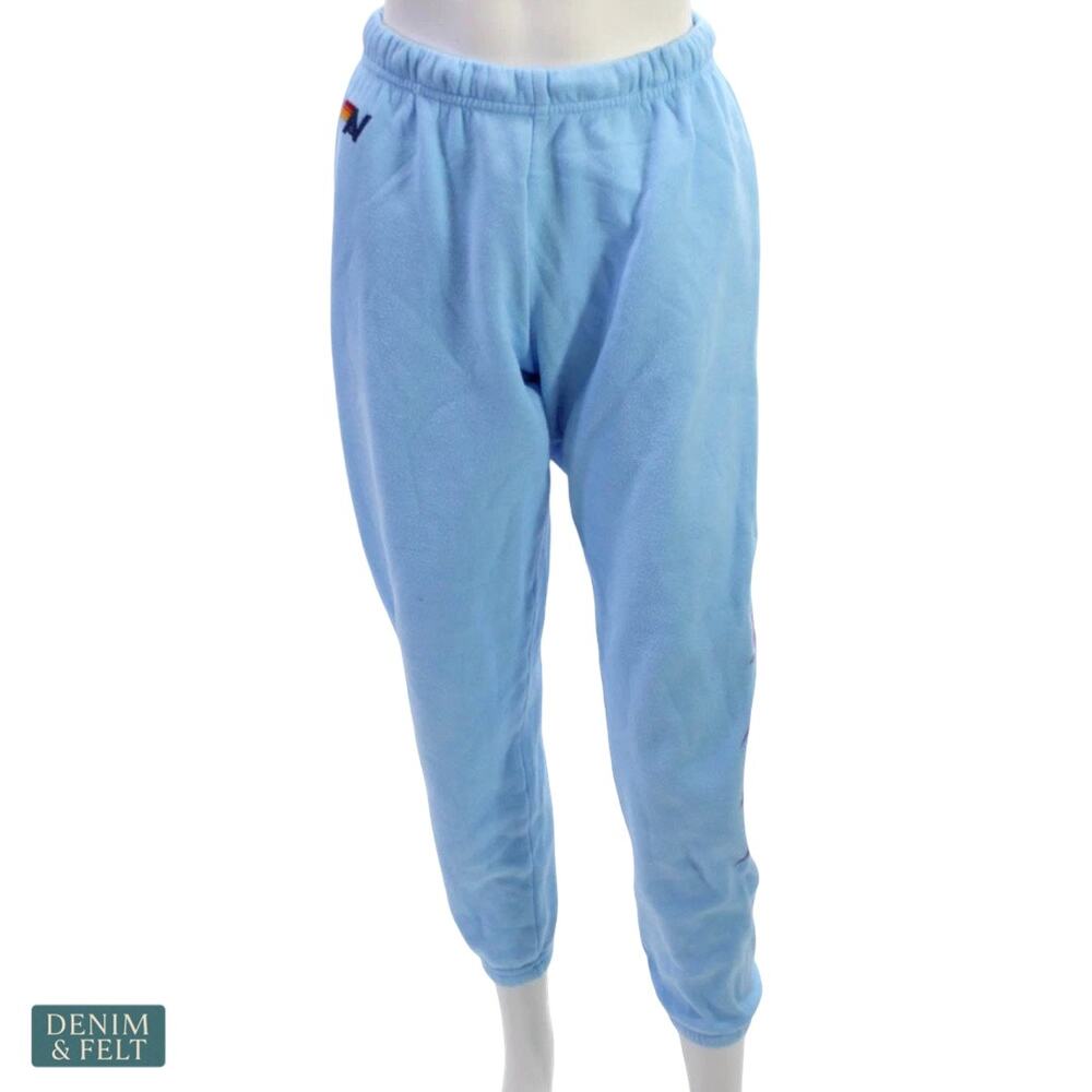 Aviator Nation Bolt Fade 4 Sweatpants Sky Blue Lightning‎ Lounge Cozy USA Made - Picture 2 of 13